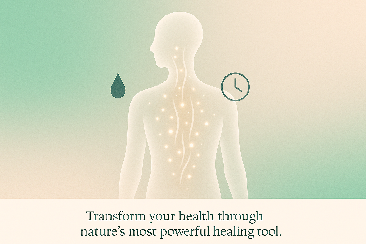 Scientific illustration showing translucent human body silhouette during intermittent fasting, highlighting cellular autophagy, metabolic transformation, energy pathways, and healing processes with gradient background representing health optimization and wellness journey